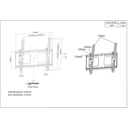 Soporte TV Manhattan Pared Inclinación Pantallas Planas 32" a 55" Máximo 80 Kg Color Negro
