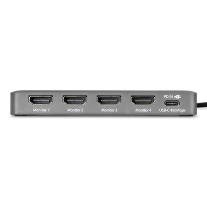 StarTech.com QUAD-USB-HDMI-ADAPT base para laptop o replicador de puertos Alámbrico USB 3.2 Gen 1 (3.1 Gen 1) Type-C Gris