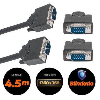 Cable Manhattan HD15 M-M para Monitor SVGA 4.5m Color Negro
