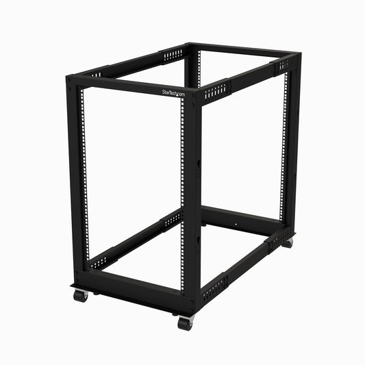 StarTech.com 4POSTRACK18U armario rack Rack o bastidor independiente Negro