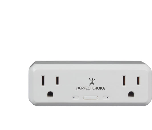 Enchufe inteligente doble Perfect Choice PC-108177, Wi-Fi 2.4 GHz, compatible con asistentes virtuales, blanco