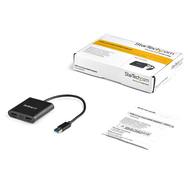 StarTech.com USB32HD2 adaptador gráfico USB 3840 x 2160 Pixeles Negro