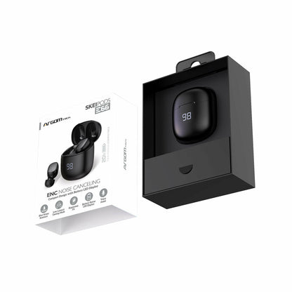 Audifonos Argomtech Inalámbricos Skeipods E66 Control Táctil Pantalla LED Resistente al Agua Color Negro