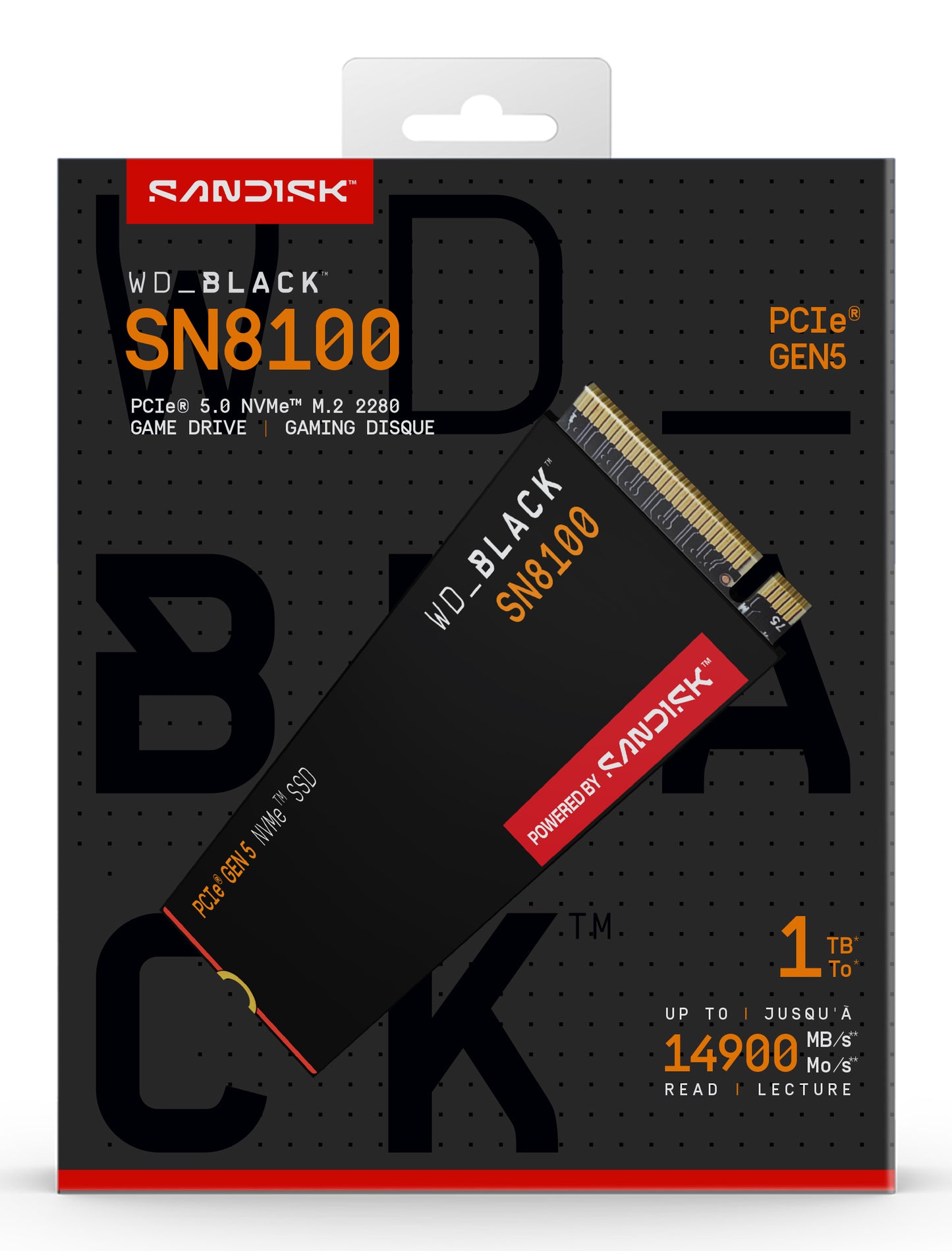 SSD interno Western Digital de 1TB Black SN8100 NVMe M.2 Gen5 - Lectura/Eescritura/ Sin Disipador Térmico