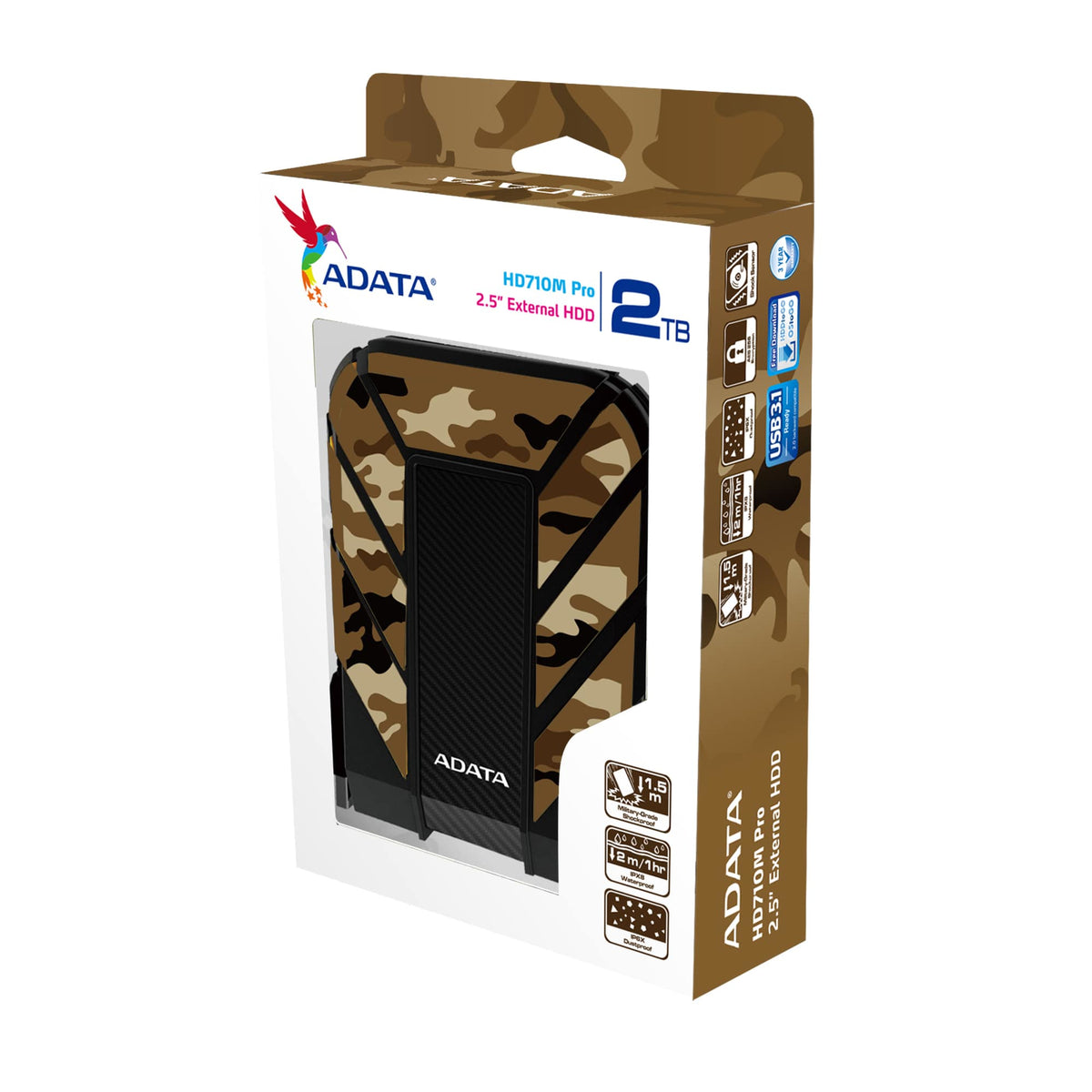 Disco Duro Externo Adata 1TB HD710M Pro 2.5" USB 3.1 Camuflaje a Prueba de Agua Polvo y Golpes