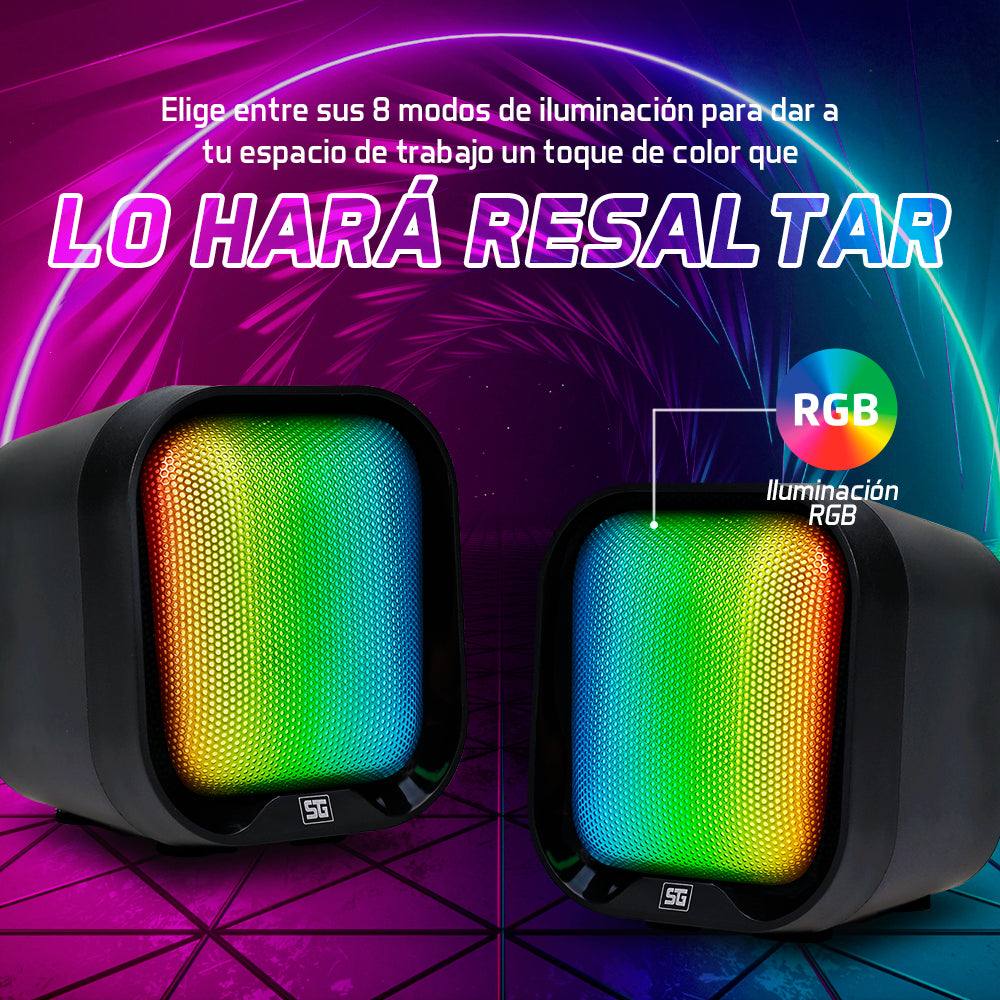 BOCINAS VORAGO START THE GAME SPK-109 RGB / USB PARA COMPUTADORA / 2.2WATTS