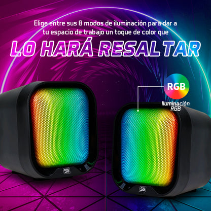BOCINAS VORAGO START THE GAME SPK-109 RGB / USB PARA COMPUTADORA / 2.2WATTS