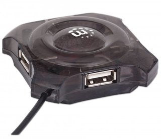 Manhattan 162272 nodo concentrador 12 Mbit/s Negro, Transparente