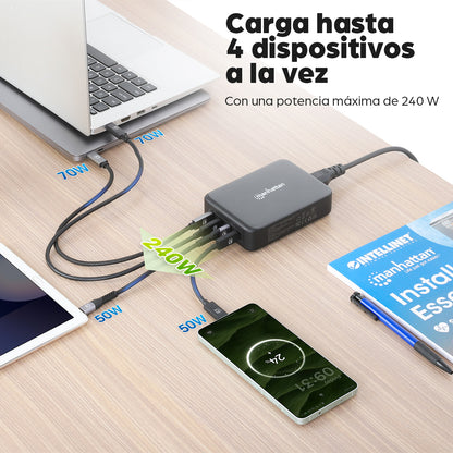 Estación de carga USB-C Manhattan 4 puertos USB-C PD 240W