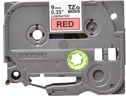 Cinta Brother TZE421 Laminada Estándar Texto Negro Sobre Cinta Roja 9mmx8m
