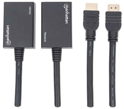 Manhattan 207386 extensor de audio/video Transmisor y receptor de red Negro
