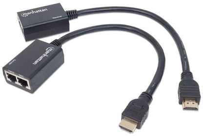 Manhattan 207386 extensor de audio/video Transmisor y receptor de red Negro