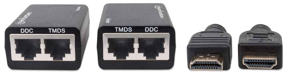 Manhattan 207386 extensor de audio/video Transmisor y receptor de red Negro