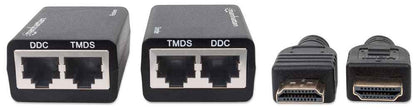 Manhattan 207386 extensor de audio/video Transmisor y receptor de red Negro