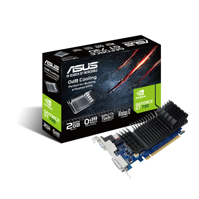 Tarjeta de Video Asus Silent GeForce GT730 2GB Low Profile GDDR5 PCIe 2.0 1xHDMI 1xDVI-D 1xDP
