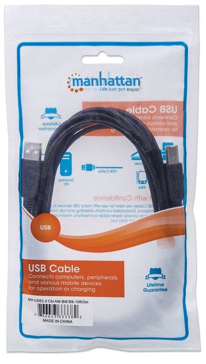 Cable Manhattan USB B Alta Velocidad 2.0 A-B3m Color Negro