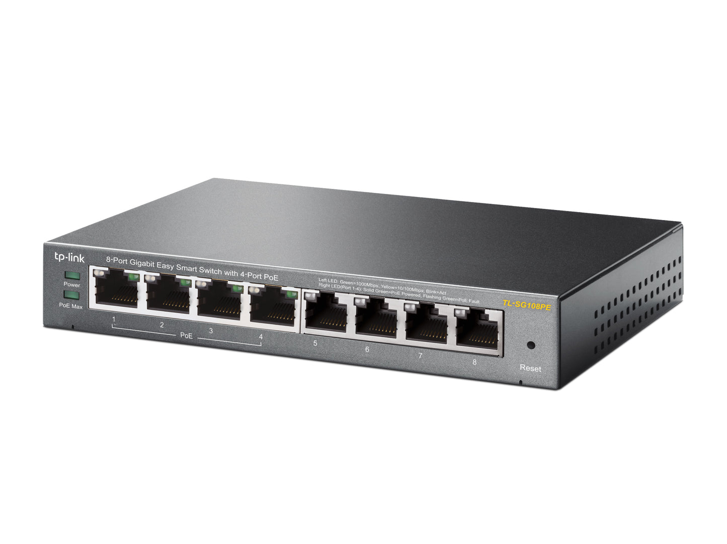 TP-Link TL-SG108PE Gestionado L2 Gigabit Ethernet (10/100/1000) Energía sobre Ethernet (PoE) Negro