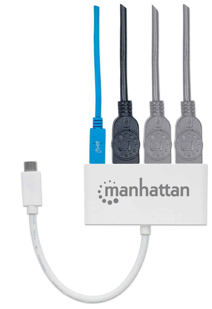 Manhattan 163552 nodo concentrador USB 3.2 Gen 1 (3.1 Gen 1) Type-C 5000 Mbit/s Blanco
