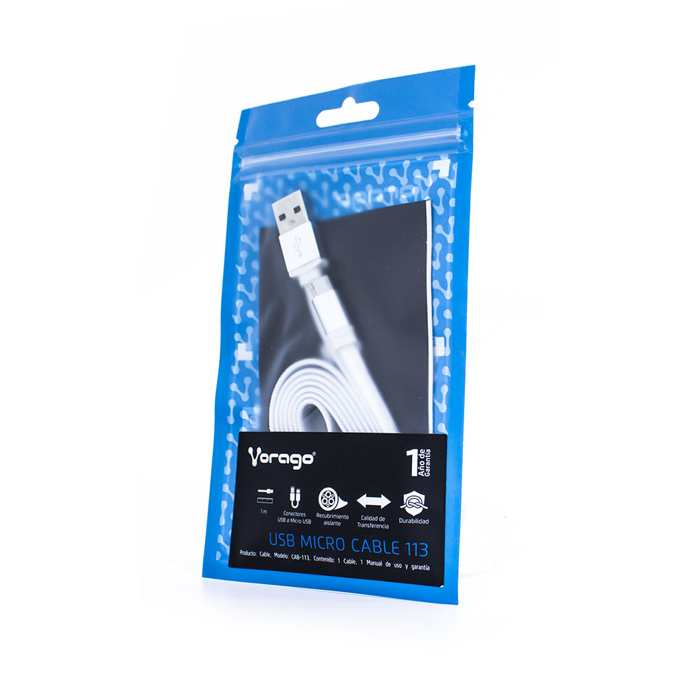 CABLE VORAGO CAB-113 USB BLANCO USB 2 A MICRO USB 1METROS BO