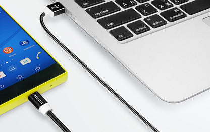 Cable Adata Tejido Usb-v8 100cm Color Negro