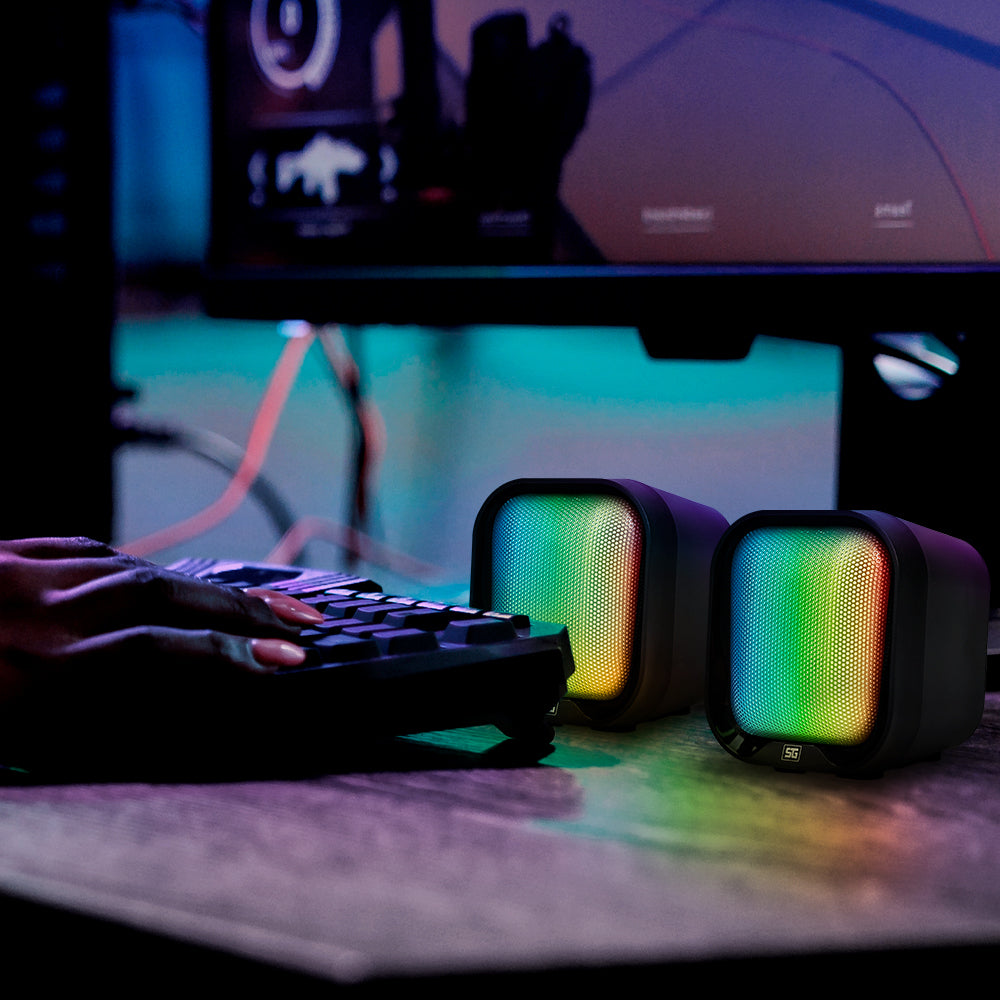 BOCINAS VORAGO START THE GAME SPK-109 RGB / USB PARA COMPUTADORA / 2.2WATTS