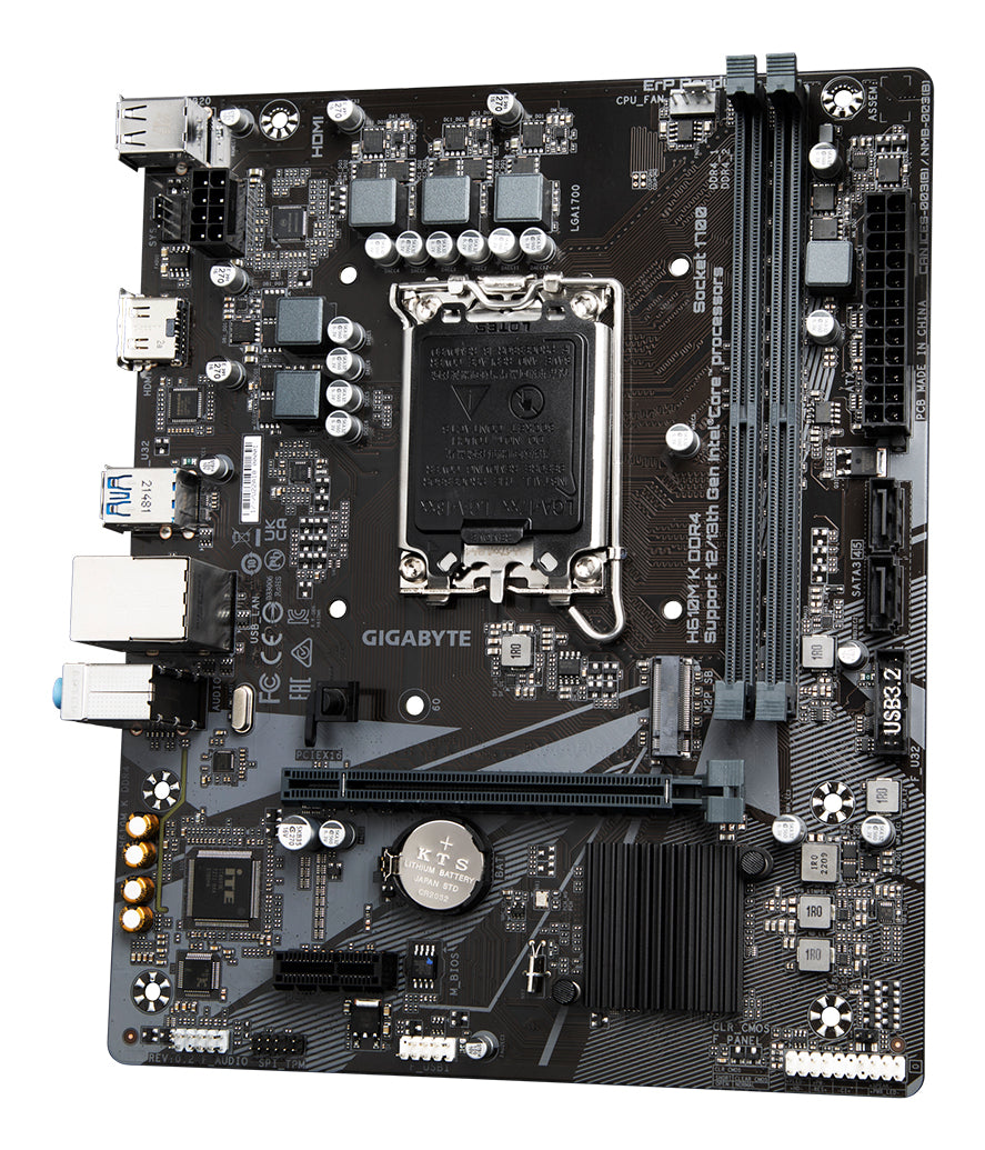 Tarjeta Madre Gigabyte H610M K 2xDDR4 64GB 3200Mhz PCIe 4.0 M.2 1xHDMI S 1700 12th 13th Gen mATX