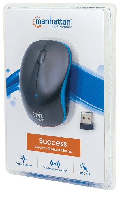 Mouse Manhattan Success Inalámbrico Óptico 1000 dpi Color Negro-Azul
