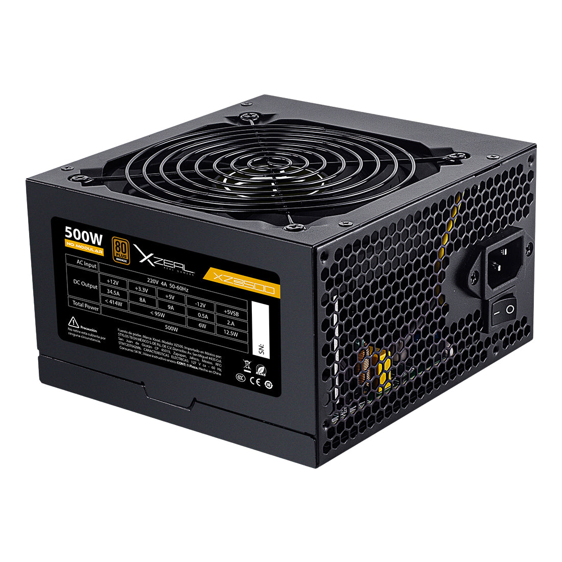 Fuente de Poder Xzeal 500W 80 PLUS Bronze 24-pin ATX 120mm