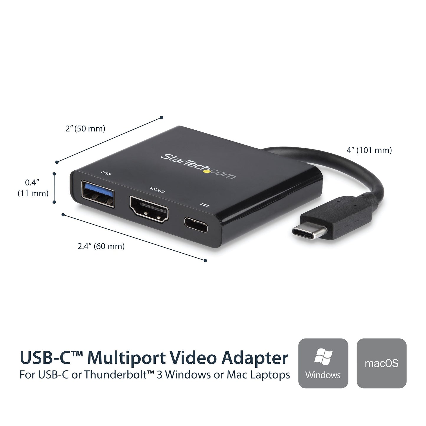 StarTech.com CDP2HDUACP base para laptop o replicador de puertos Alámbrico USB 3.2 Gen 1 (3.1 Gen 1) Type-C Negro