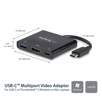 StarTech.com CDP2HDUACP base para laptop o replicador de puertos Alámbrico USB 3.2 Gen 1 (3.1 Gen 1) Type-C Negro