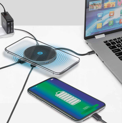 Docking Manhattan USB-C a HDMI USB-C PD 3xUSB-A Lector Tarjetas con Base Carga Inalámbrica