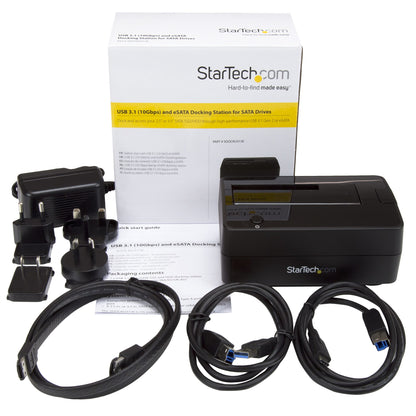 StarTech.com SDOCKU313E base de conexión para disco duro USB 3.2 Gen 2 (3.1 Gen 2) Type-B Negro