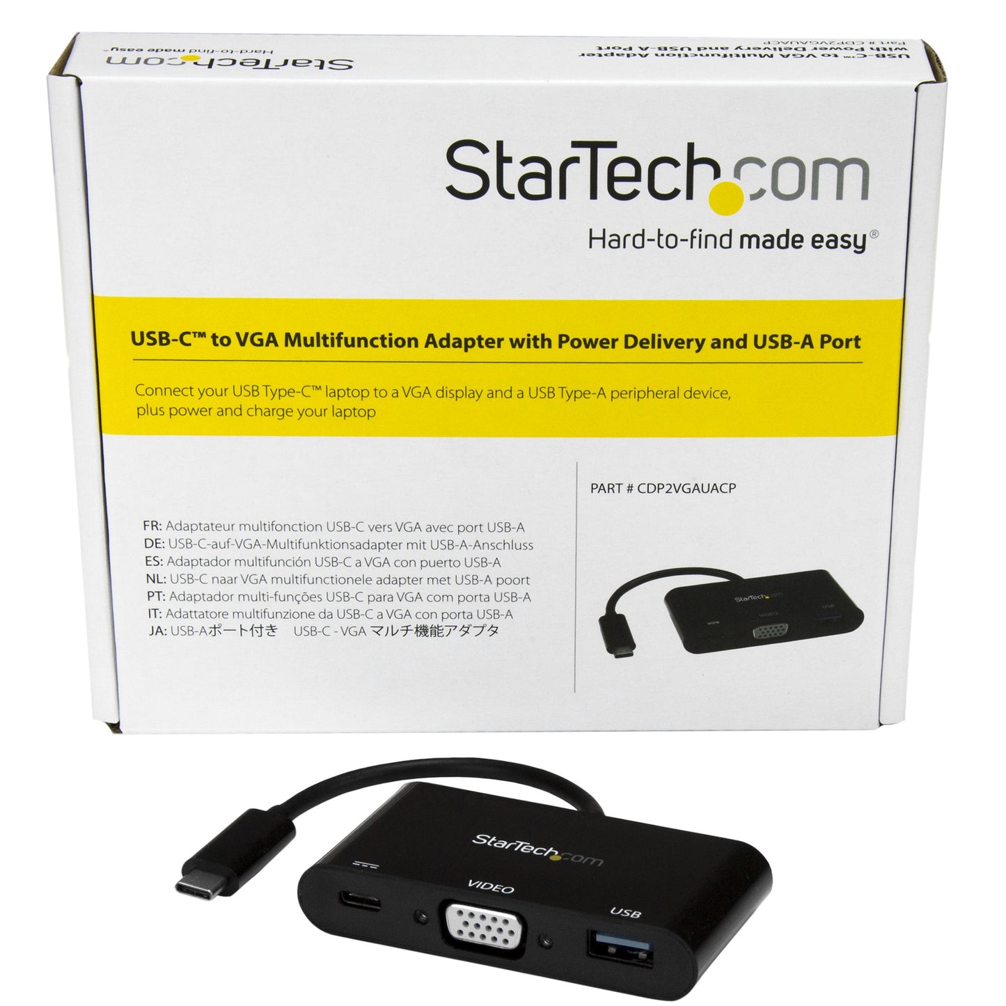 StarTech.com CDP2VGAUACP base para laptop o replicador de puertos Alámbrico USB 3.2 Gen 1 (3.1 Gen 1) Type-C Negro