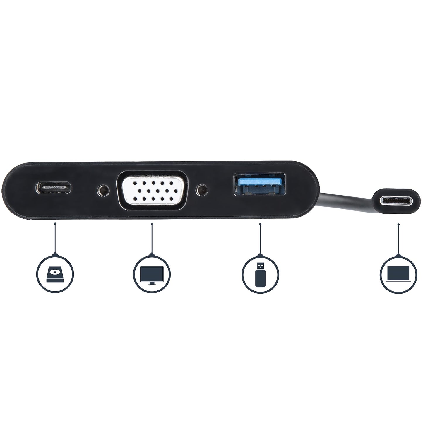 StarTech.com CDP2VGAUACP base para laptop o replicador de puertos Alámbrico USB 3.2 Gen 1 (3.1 Gen 1) Type-C Negro