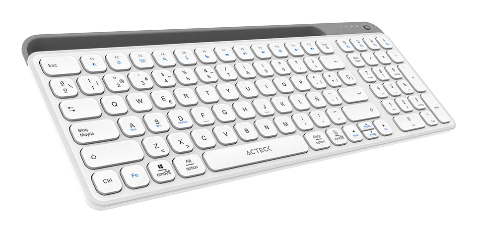 Acteck Inspire Trek TI747 teclado Universal RF inalámbrico + bluetooth QWERTY Español Gris, Blanco