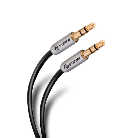 Cable Auxiliar Steren Plug a Plug 3.5mm Ultradelgado Conectores Reforzados 90cm