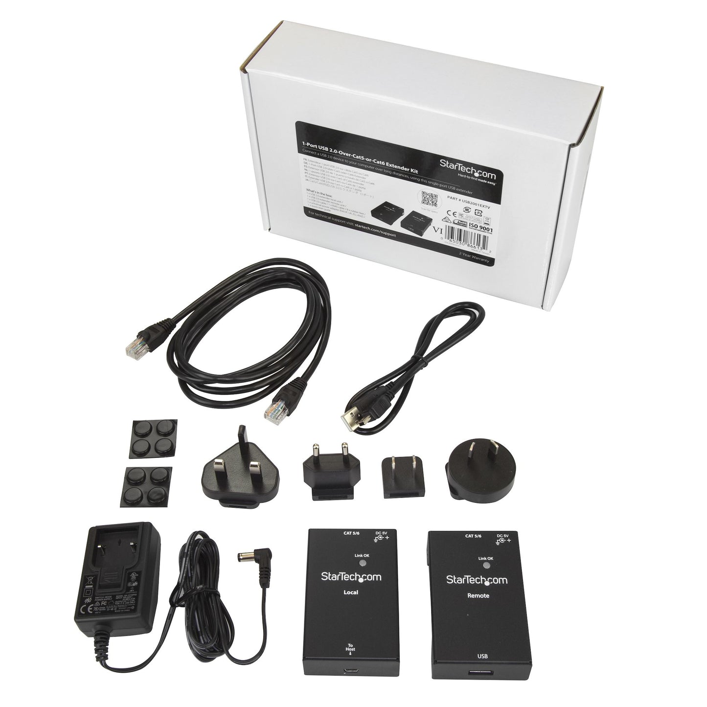 StarTech.com USB2001EXTV extensor de consola Consola transmisora y receptora 480 Mbit/s