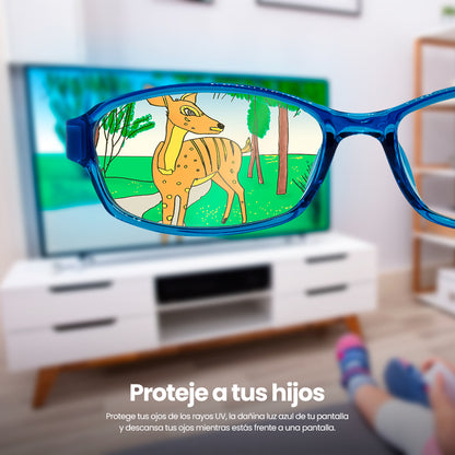 Lentes Gamer Vorago KG-200 Kids PC/Tablet Anti Luz Azul Estuche Color Azul