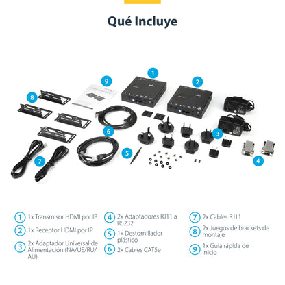 StarTech.com ST12MHDLAN4K extensor de audio/video Transmisor y receptor AV Negro