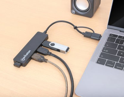Manhattan 180863 nodo concentrador USB 3.2 Gen 1 (3.1 Gen 1) Type-A + Type-C 5000 Mbit/s Negro