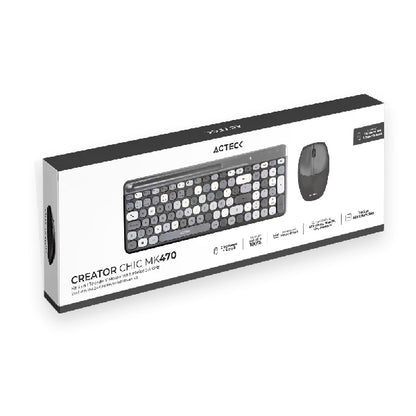 Kit Teclado y Mouse Acteck Creator Chic Colors MK470 Inalámbrico 2xBaterías AAA Incluidas Color Gris