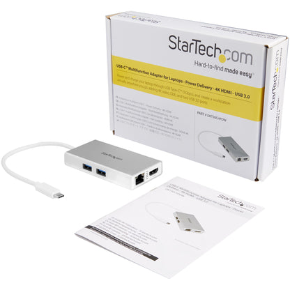 StarTech.com DKT30CHPDW base para laptop o replicador de puertos Alámbrico USB 3.2 Gen 1 (3.1 Gen 1) Type-C Plata, Blanco