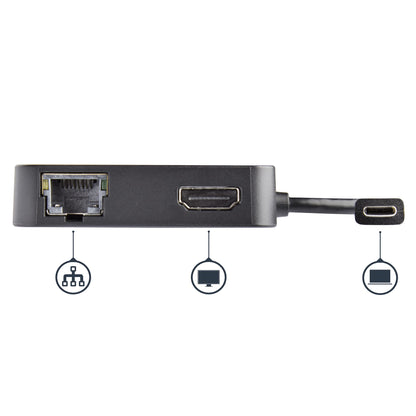 StarTech.com DKT30CHD base para laptop o replicador de puertos Alámbrico USB 3.2 Gen 1 (3.1 Gen 1) Type-C Negro