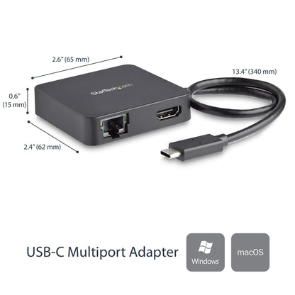 StarTech.com DKT30CHD base para laptop o replicador de puertos Alámbrico USB 3.2 Gen 1 (3.1 Gen 1) Type-C Negro