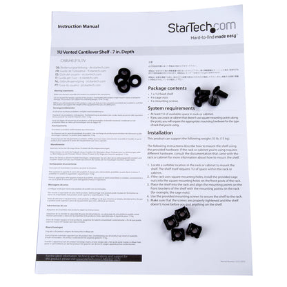 StarTech.com CABSHELF1U7V accesorio para rack Repisa de estante