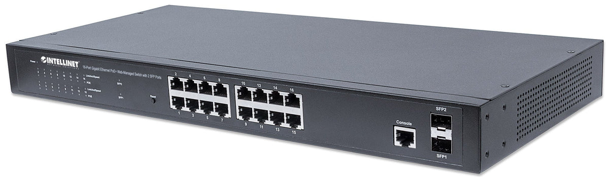 Intellinet 561341 dispositivo de redes Gestionado L2+ Gigabit Ethernet (10/100/1000) Energía sobre Ethernet (PoE) 1U Negro