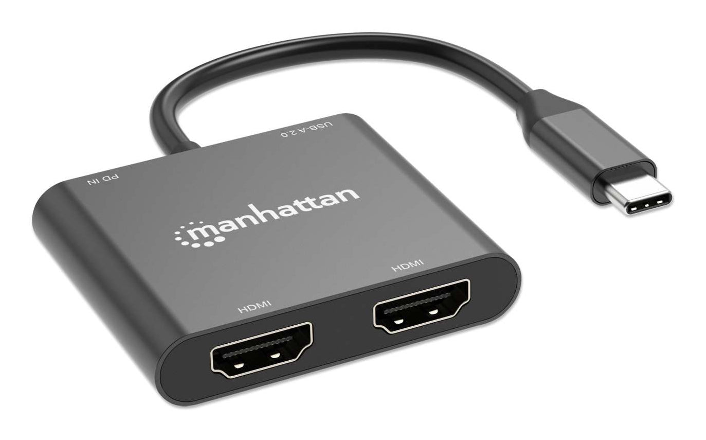 Convertidor USB-C Manhattan a HDMI 2 puertos 4K - MST