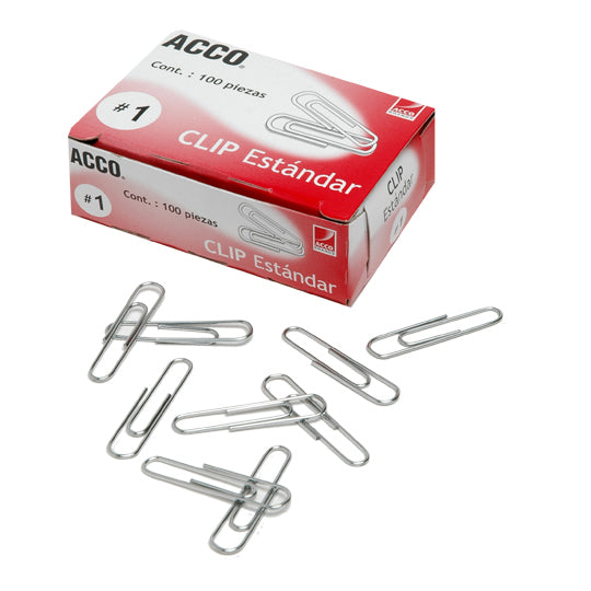 CLIP ACCO ESTANDAR No.1 INOXIDABLE 10 PQTES C/100 CLIPS