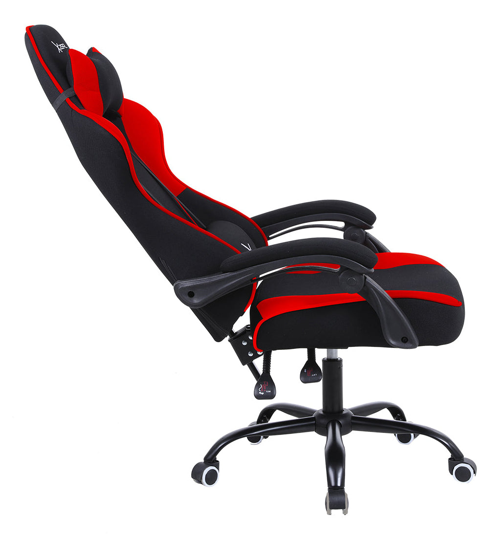 Silla Gamer Xzeal XZ20 Tela Foam Reclinable 140° Base Metal Piston Clase 3 115Kgs Brazos Fijos Negro-Rojo