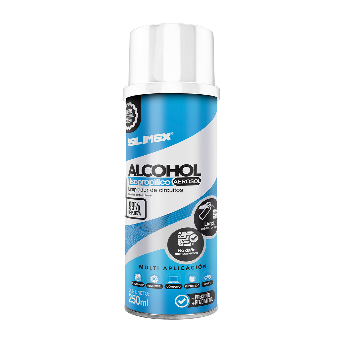 Limpiador De Circuitos Alcohol Isoproílico Silimex Al 99.7% Iso Pro En Aerosol 250ml